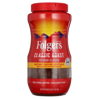 Folgers Classic Roast Instant Coffee Crystals Instant Regular, Regular - Mountain Grown - Classic - 16 oz